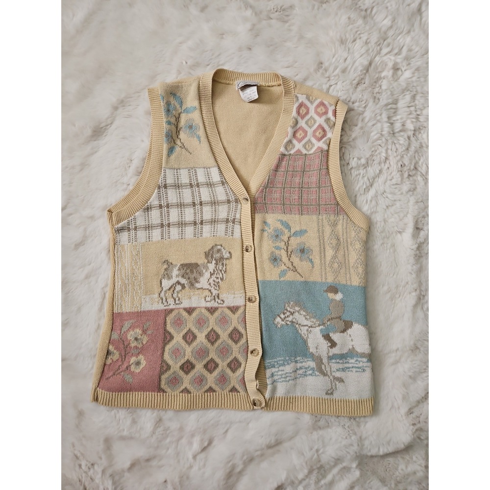 Vintage Company Collection Knit Sweater Vest Small Grandmacore Patchwork